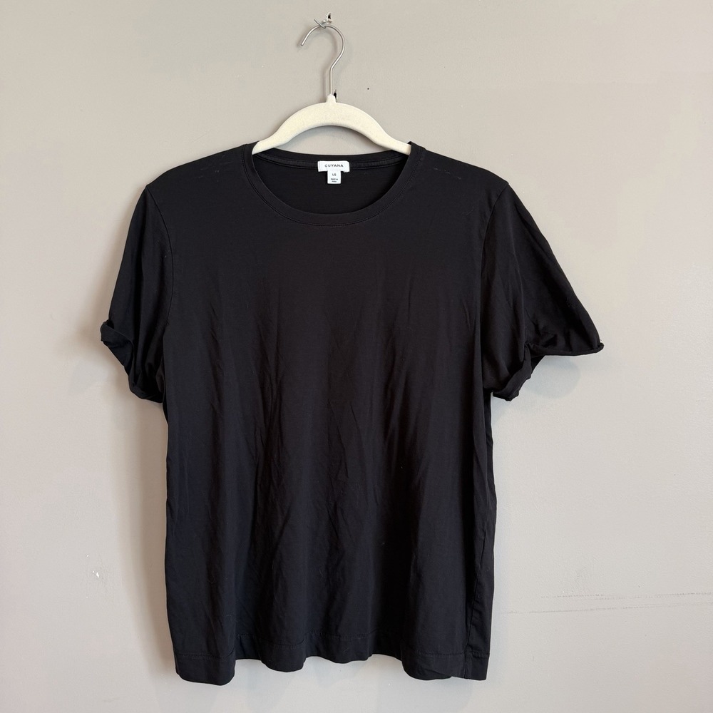 Cuyana Black‎ Scoop Neck T-Shirt - Minimalist Quiet Luxury - Large